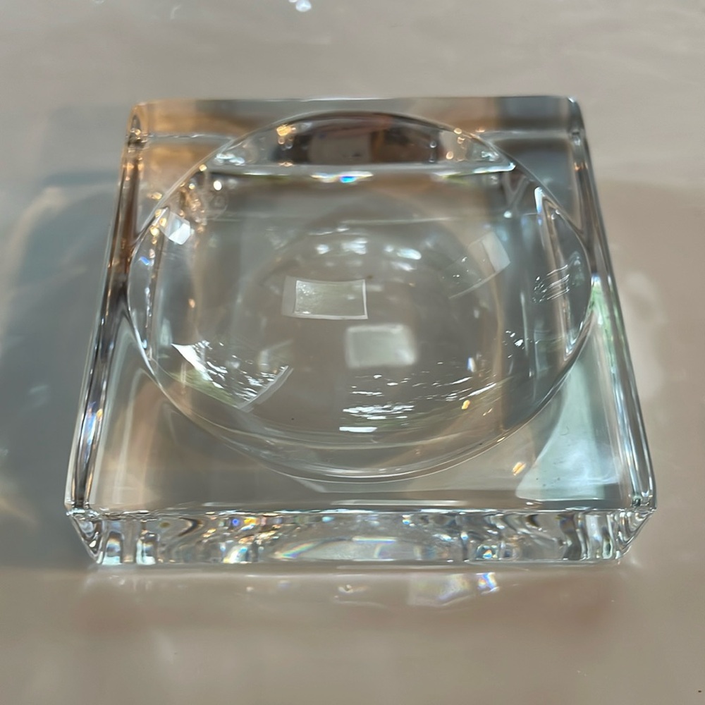 Baccarat small caviar dish square preowned